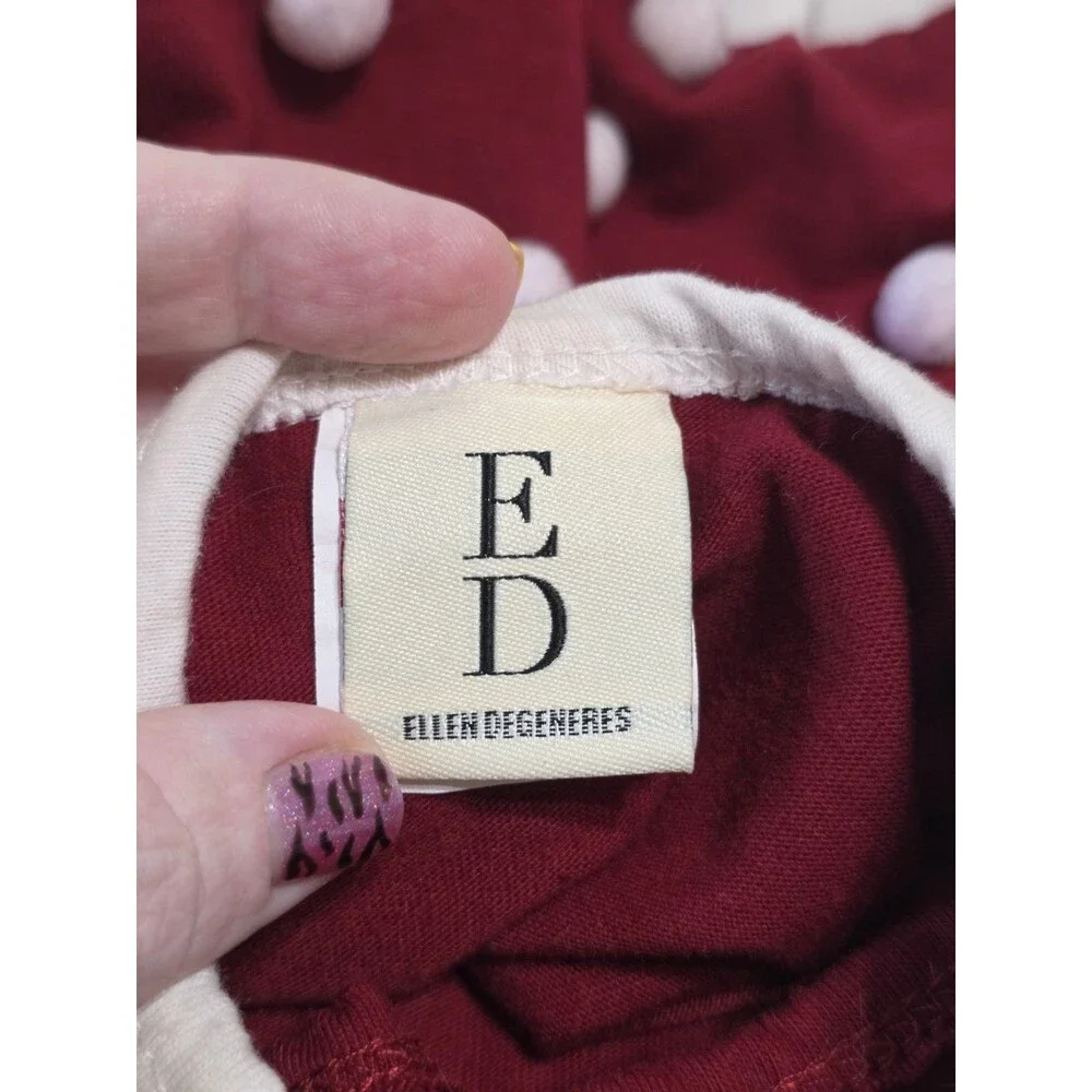 Ellen Degeneres Red\White Pom Pom 'Love' Dog Dress Size Med